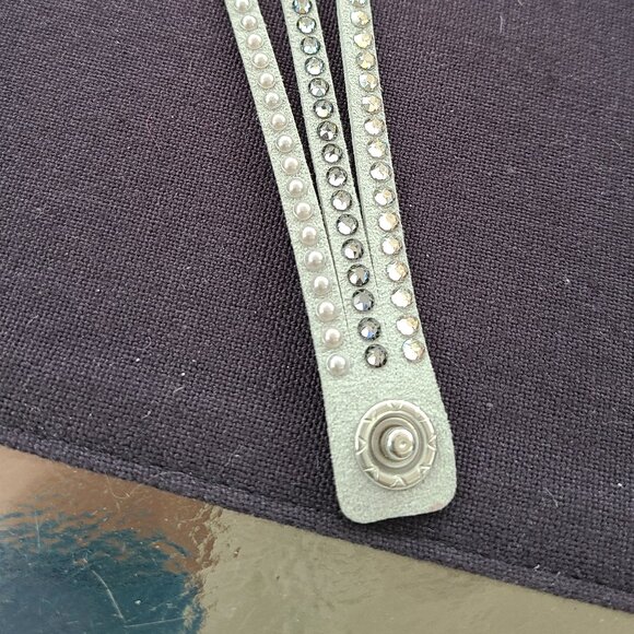Swarovski Suede Wrap barcelet.  Light grey and/or brown. - Picture 4 of 11